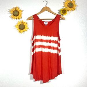 Old Navy Red White Tie Dye Sleeveless Blouse Size Large Women’s